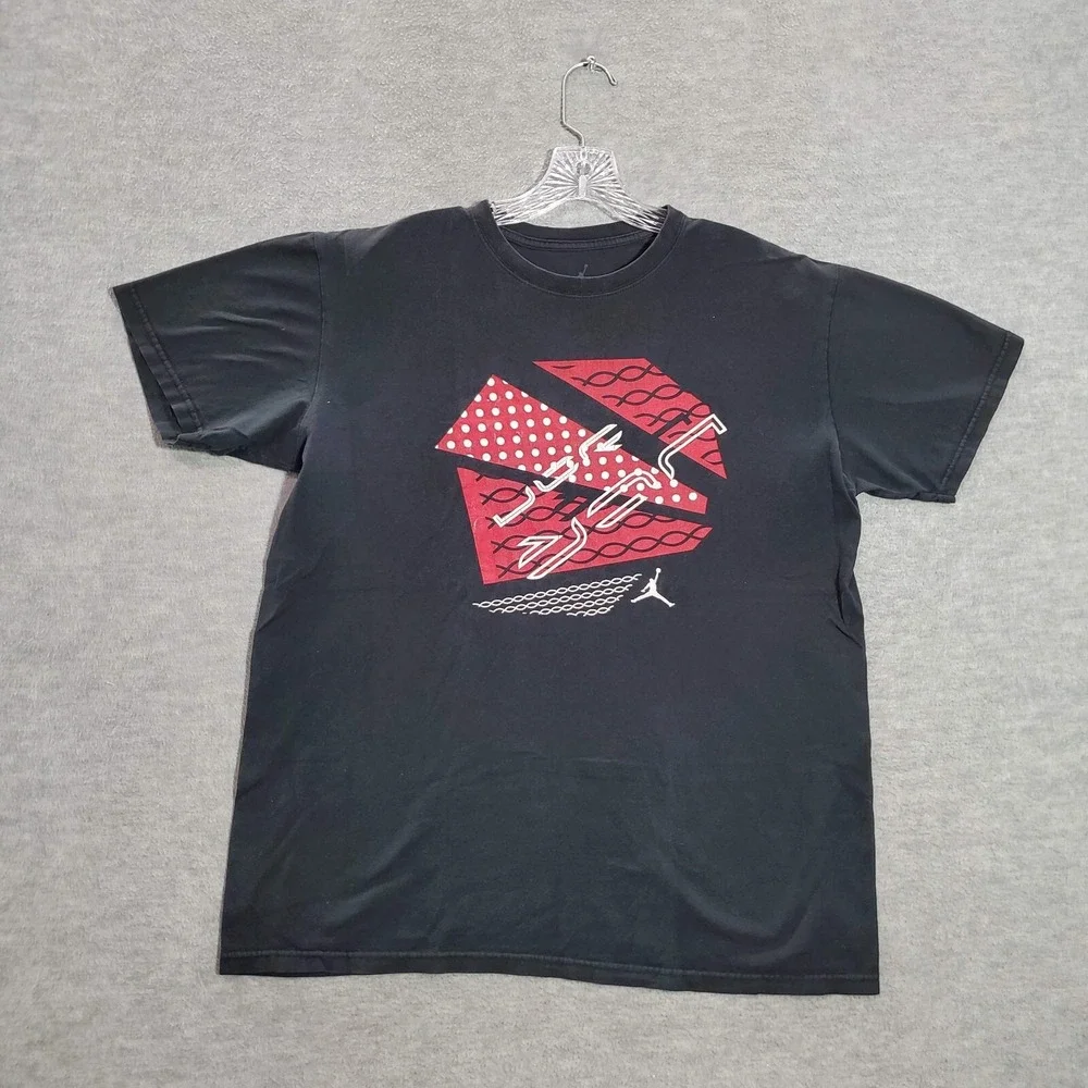 Air‎ Jordan Men Shirt Large Black Red Graphic Print Crew Neck Short Sleeve Tee